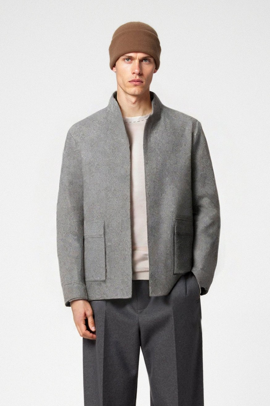 Grey Wool Rex Fur Jacket Jacket - ADAMO