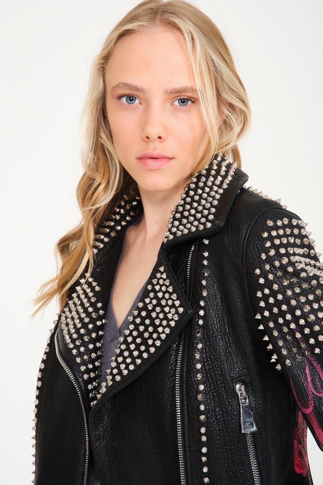 Hand Painted Black Napa Leather Jacket - ADAMO