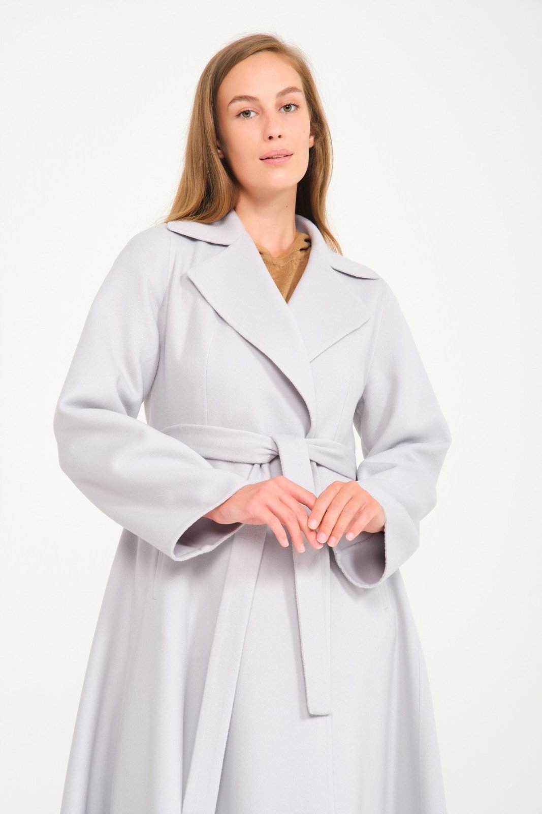 Ice Grey Long Wool Coat - ADAMO