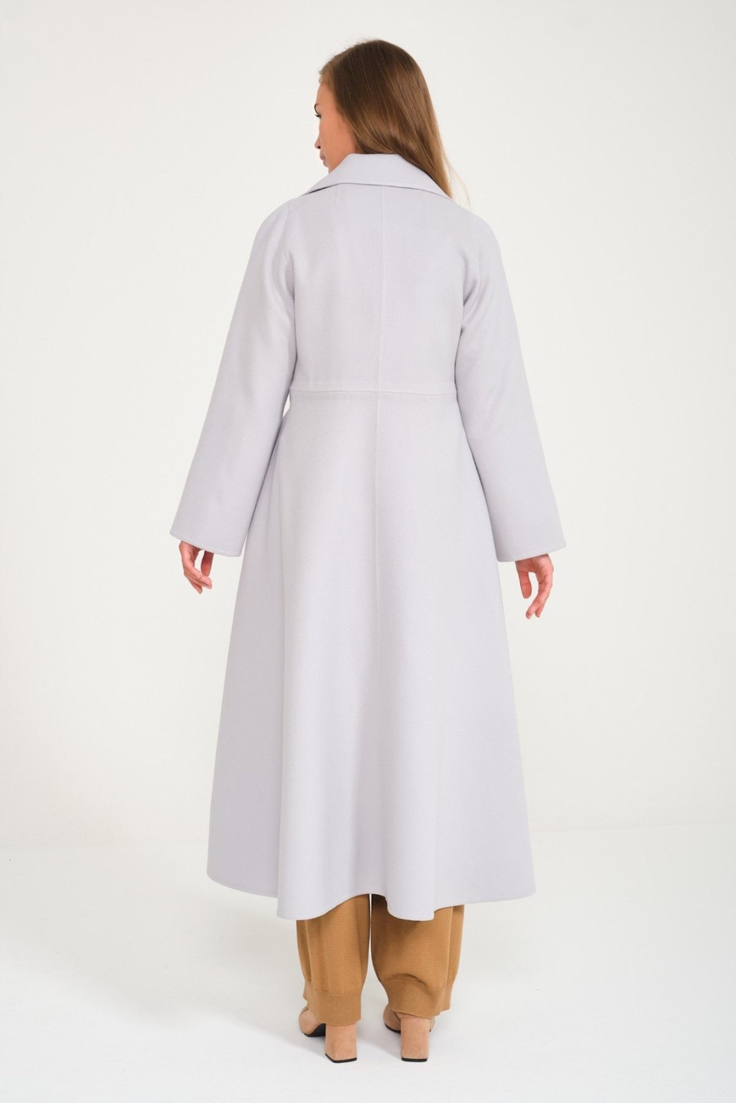 Ice Grey Long Wool Coat - ADAMO