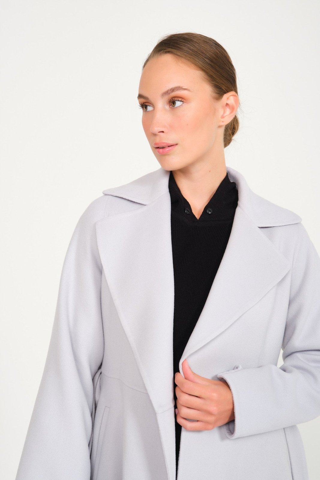 Ice Grey Long Wool Coat - ADAMO