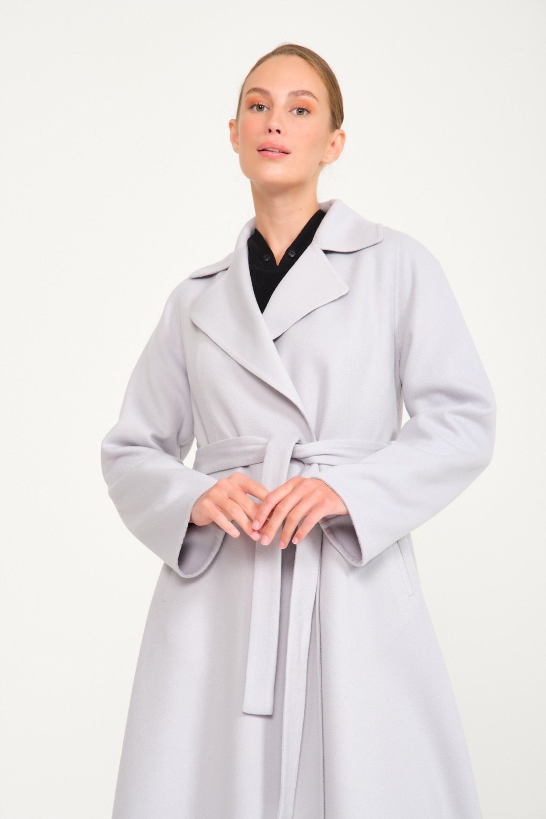 Ice Grey Long Wool Coat - ADAMO