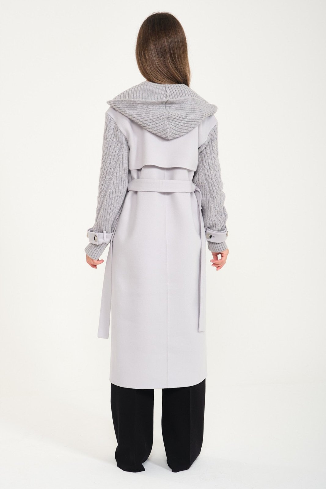 Ice Grey Wool Long Coat - ADAMO