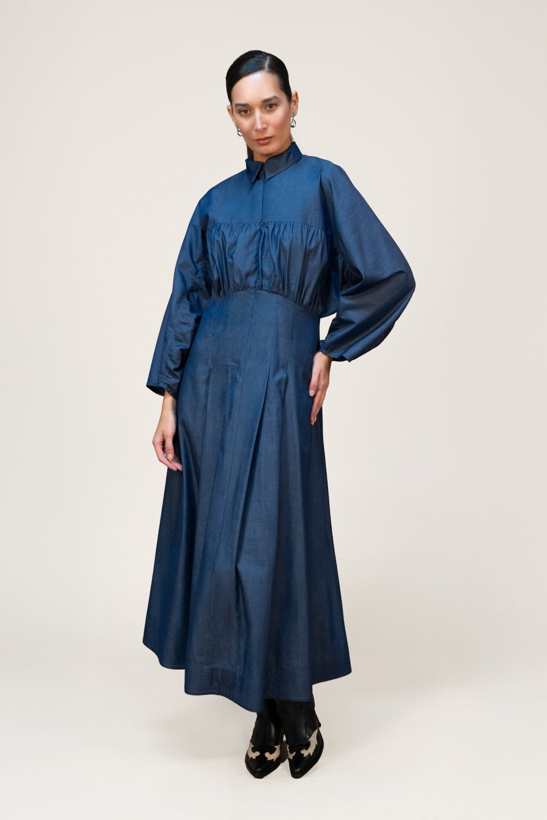 Indigo Elegance Maxi Dress - ADAMO