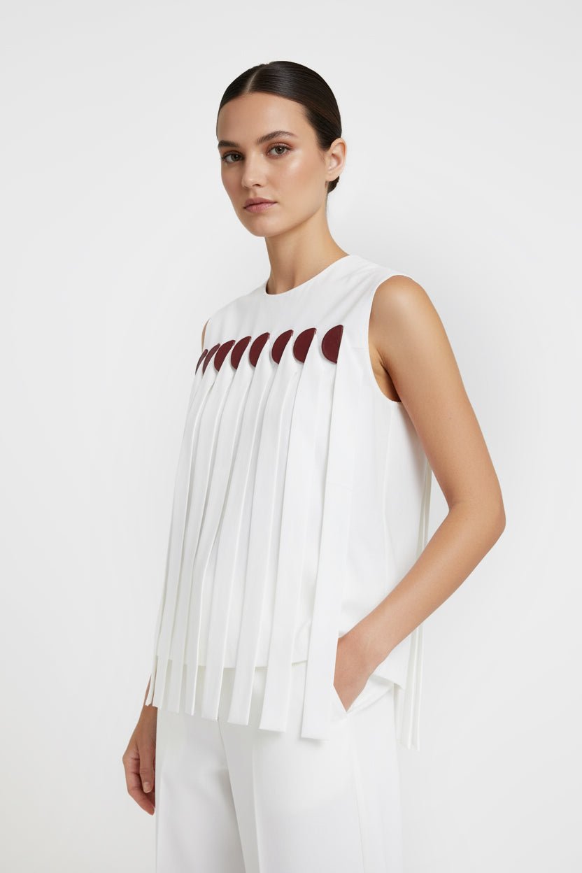 Ivory Architectural Fringe Blouse - ADAMO