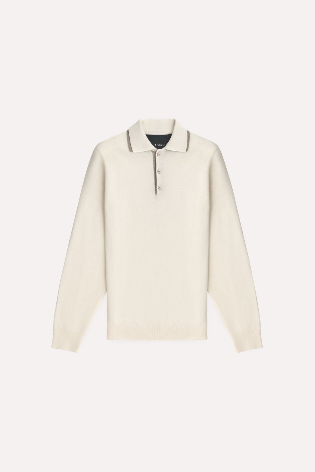 Ivory Contrast - Trim Cashmere Polo Sweater - ADAMO
