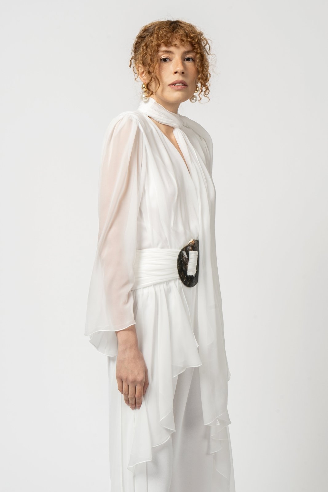 Ivory Draped Bodysuit - ADAMO