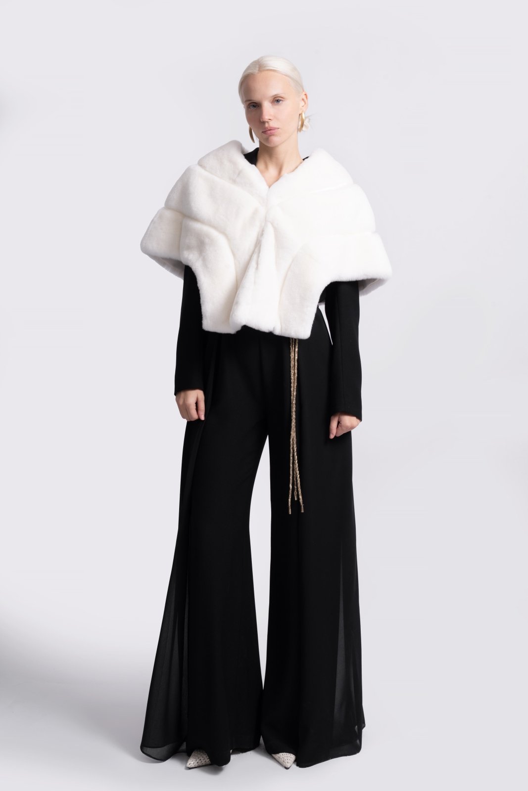 Ivory Eclipse Rex Fur Cape - ADAMO