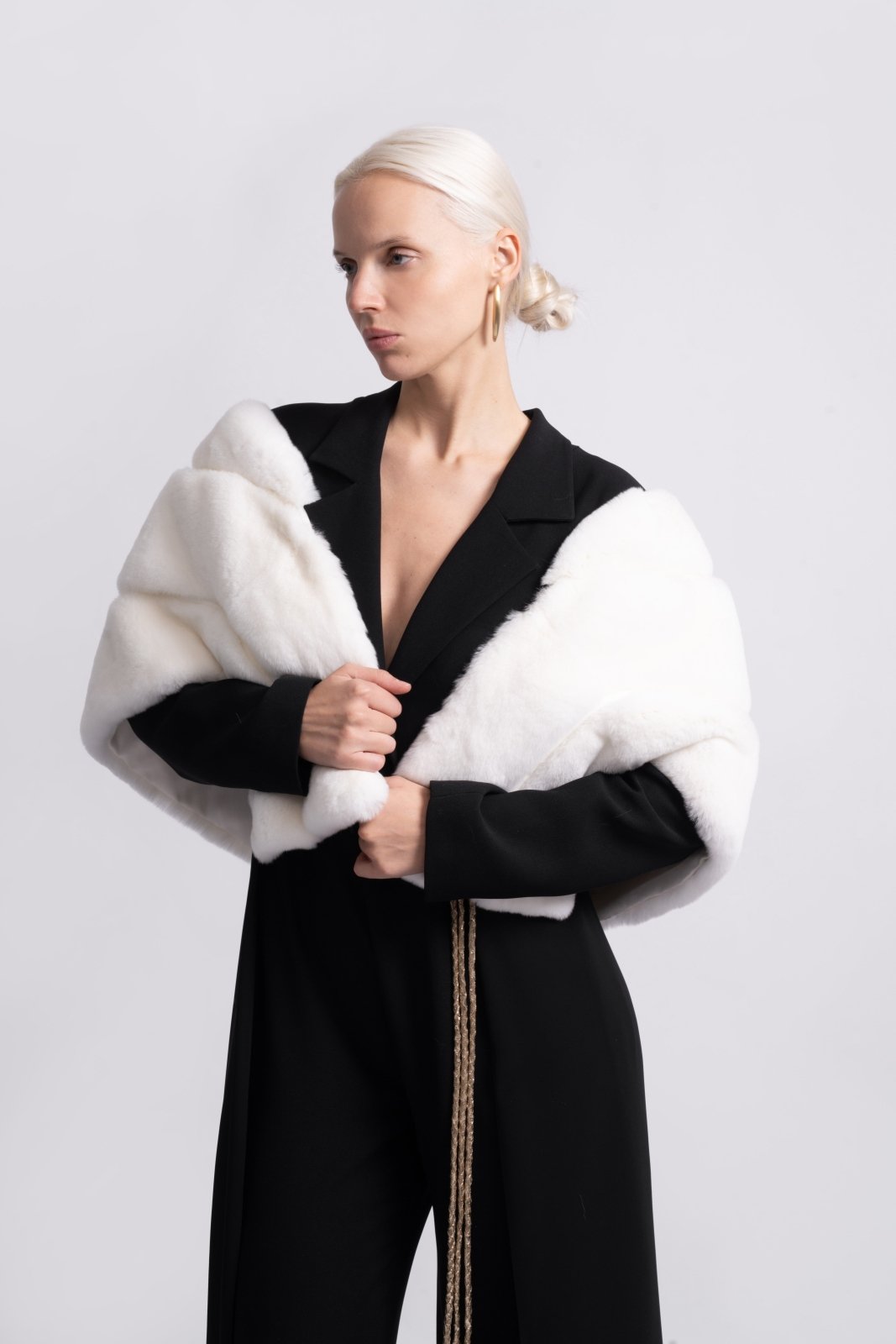 Ivory Eclipse Rex Fur Cape - ADAMO