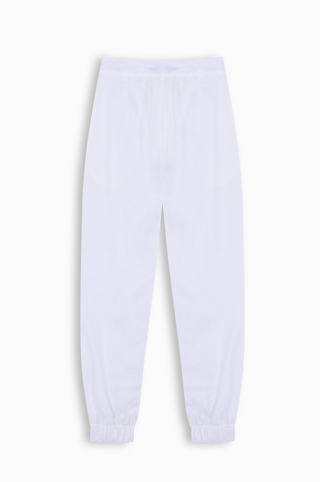 Ivory Linen Tapered Trousers - ADAMO