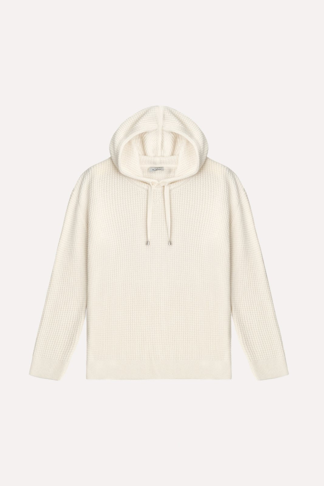 Ivory Textured Knit Hoodie - ADAMO