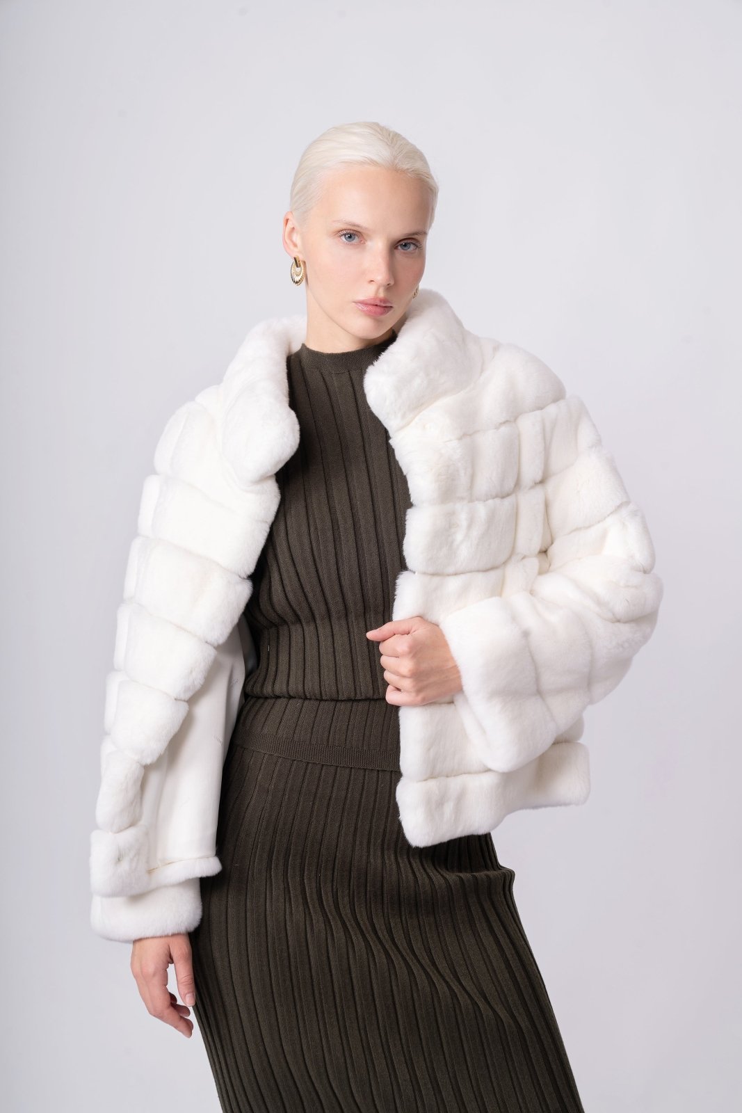 Ivory Whisper Rex Fur Jacket - ADAMO
