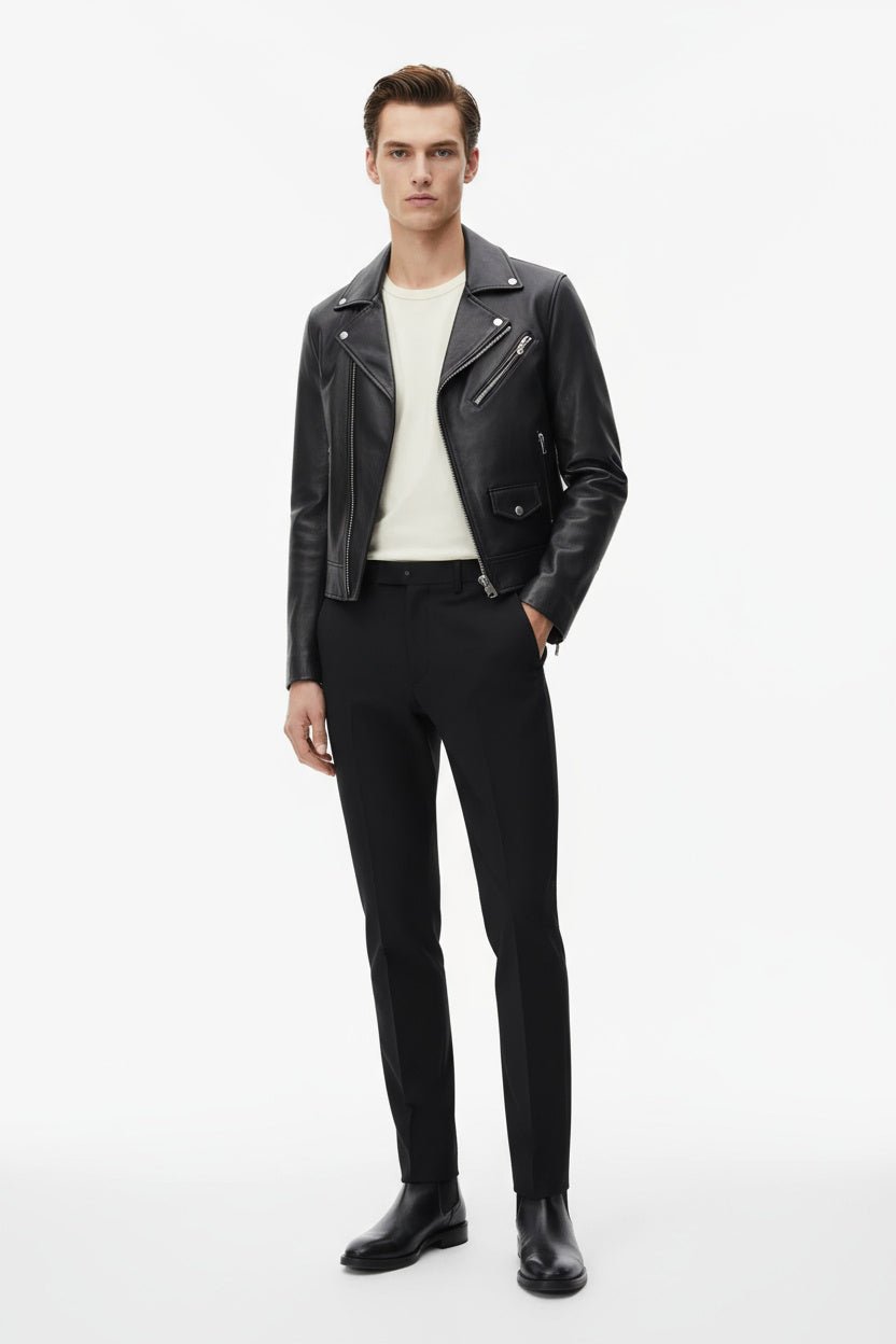 Jet Black Tailored Trousers - ADAMO