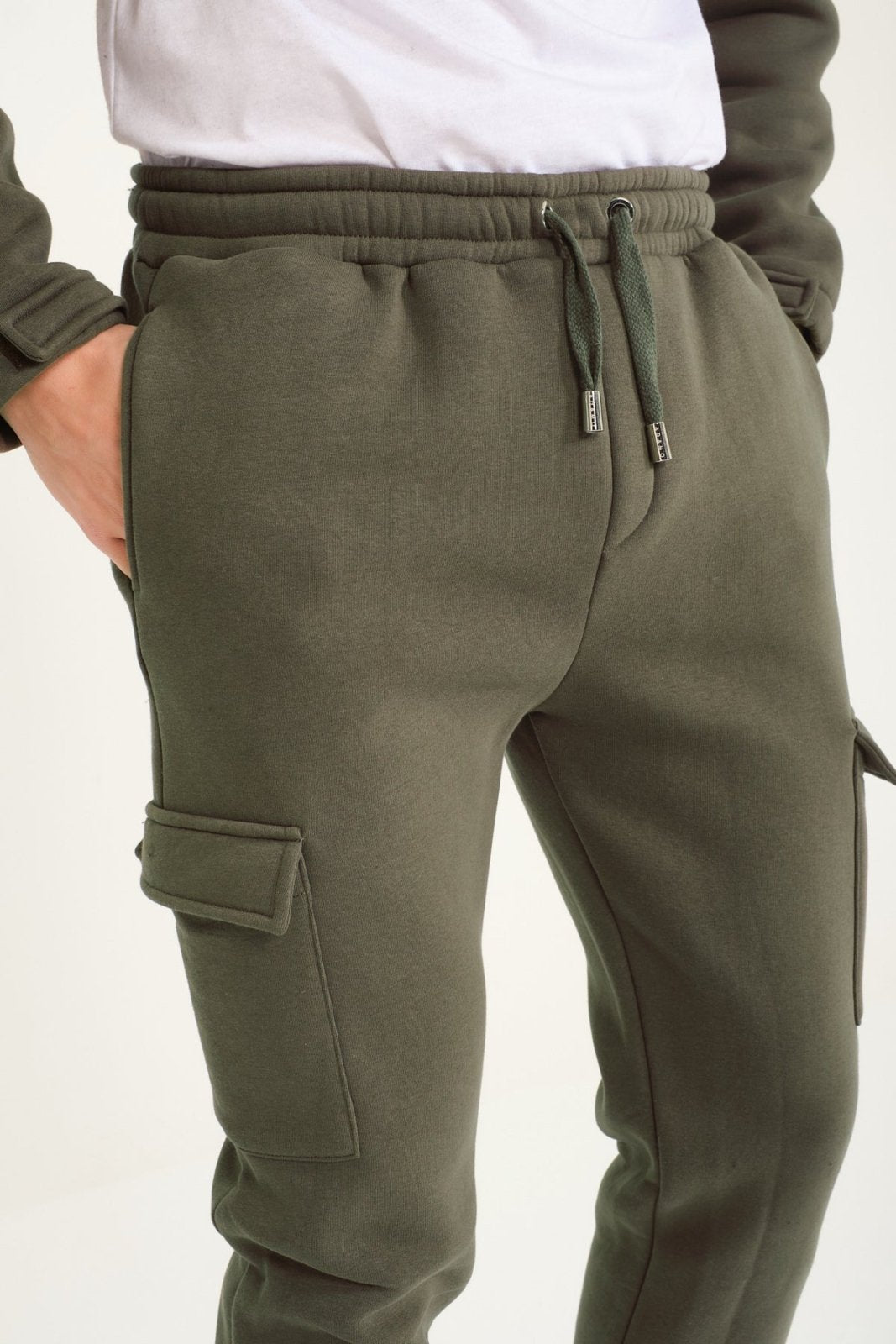 Khaki Half - Zip Hoodie & Jogger Set - ADAMO