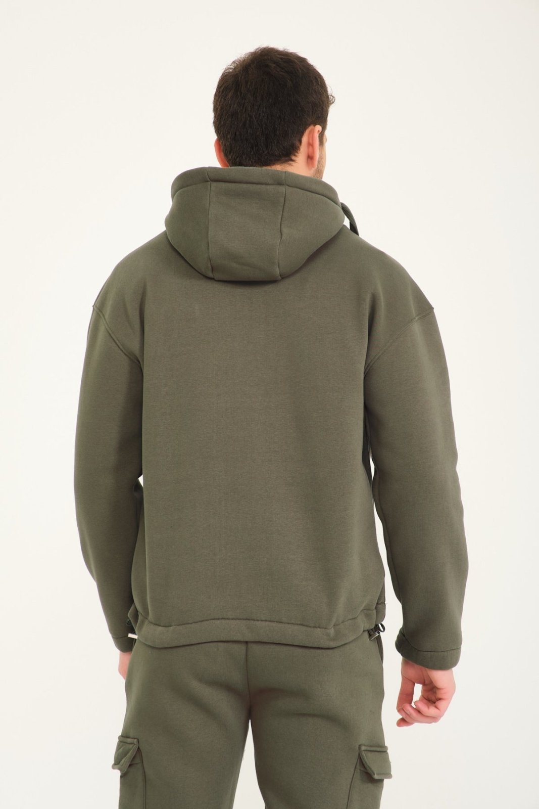 Khaki Half - Zip Hoodie & Jogger Set - ADAMO