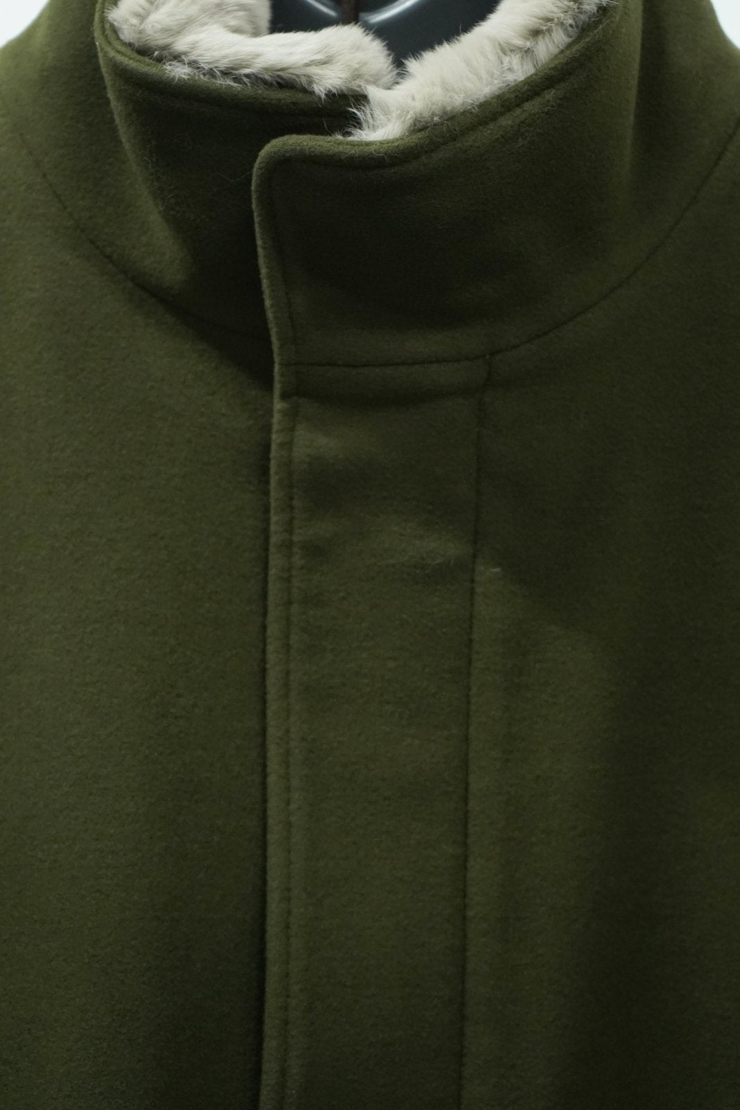 Khaki Wool Rex Collar Coat - ADAMO