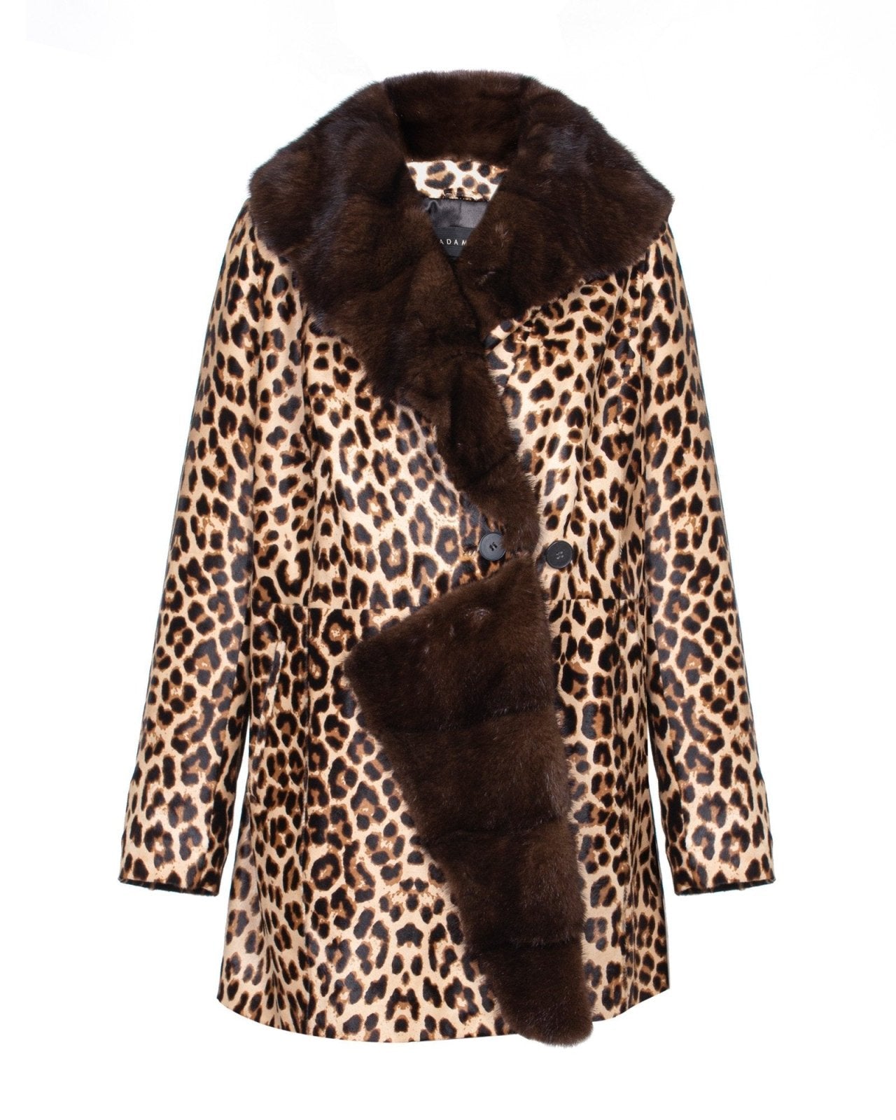 Leopard Long Leather Coat - ADAMO