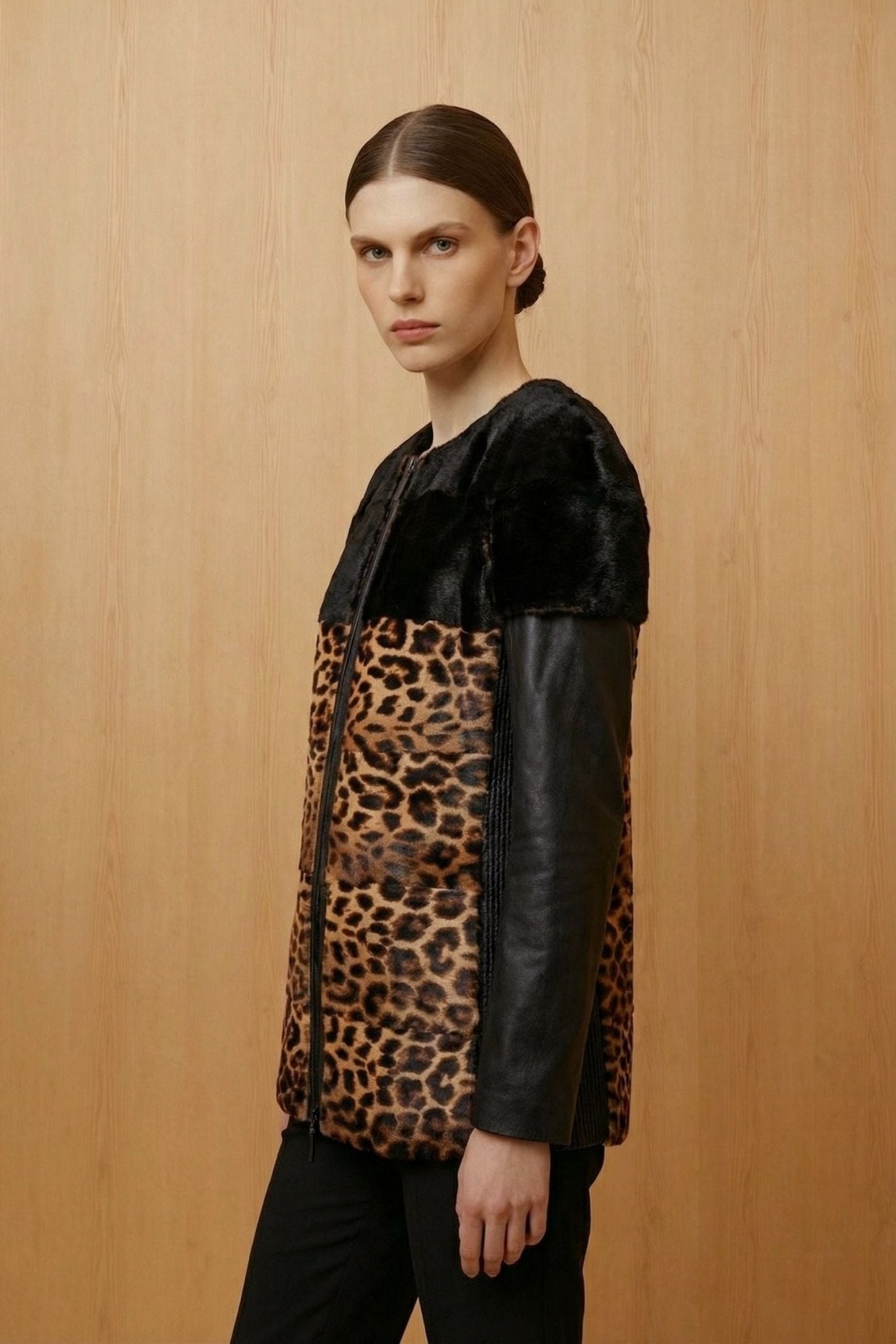 Leopard Pattern Fur Coat - ADAMO