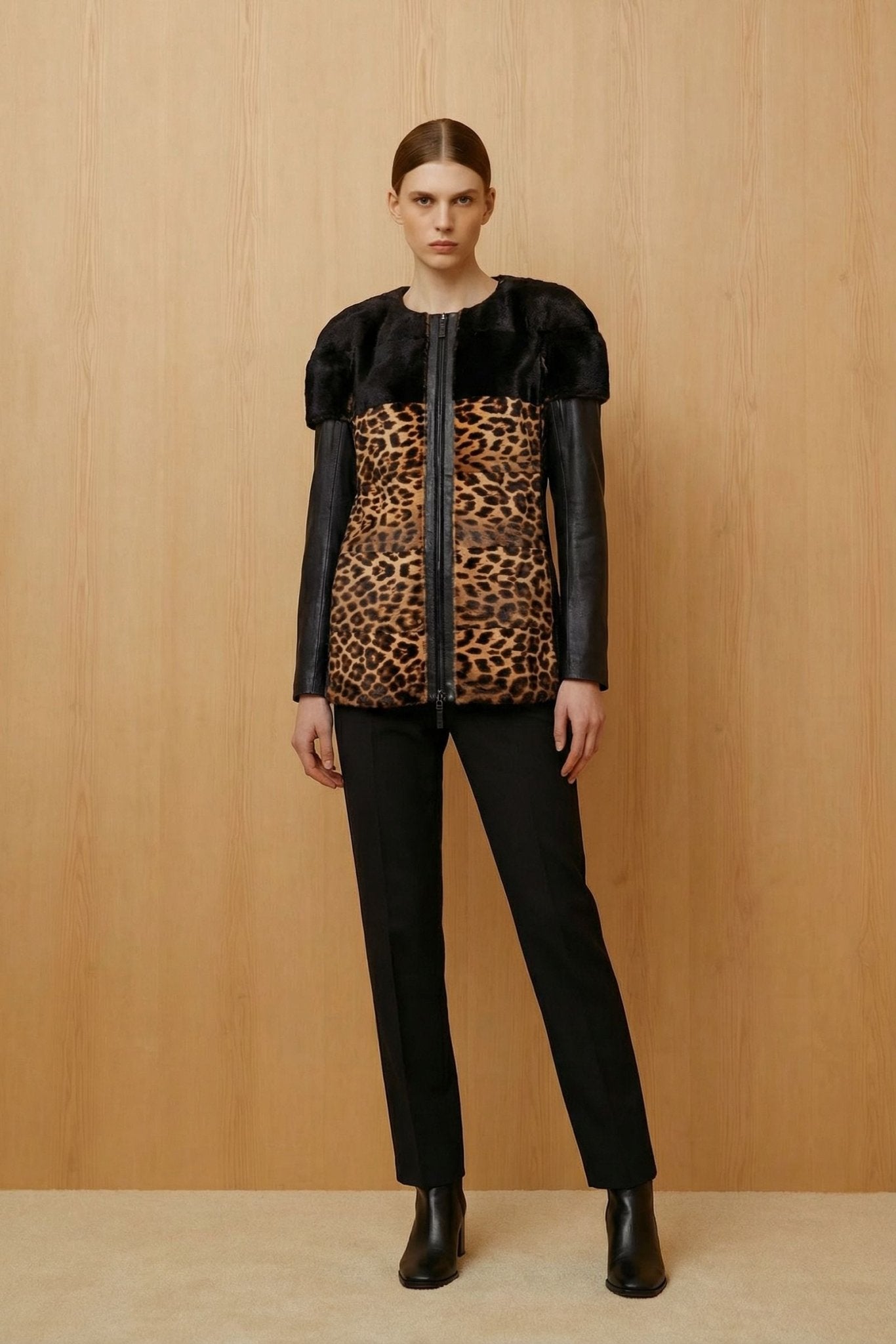 Leopard Pattern Fur Coat - ADAMO