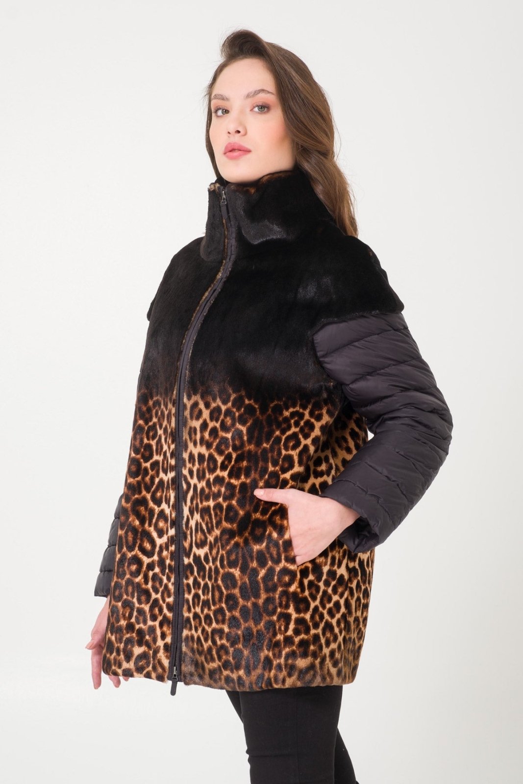 Leopard Patterned Fur Coat - ADAMO