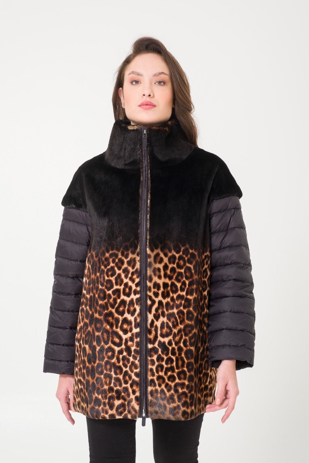 Leopard Patterned Fur Coat - ADAMO