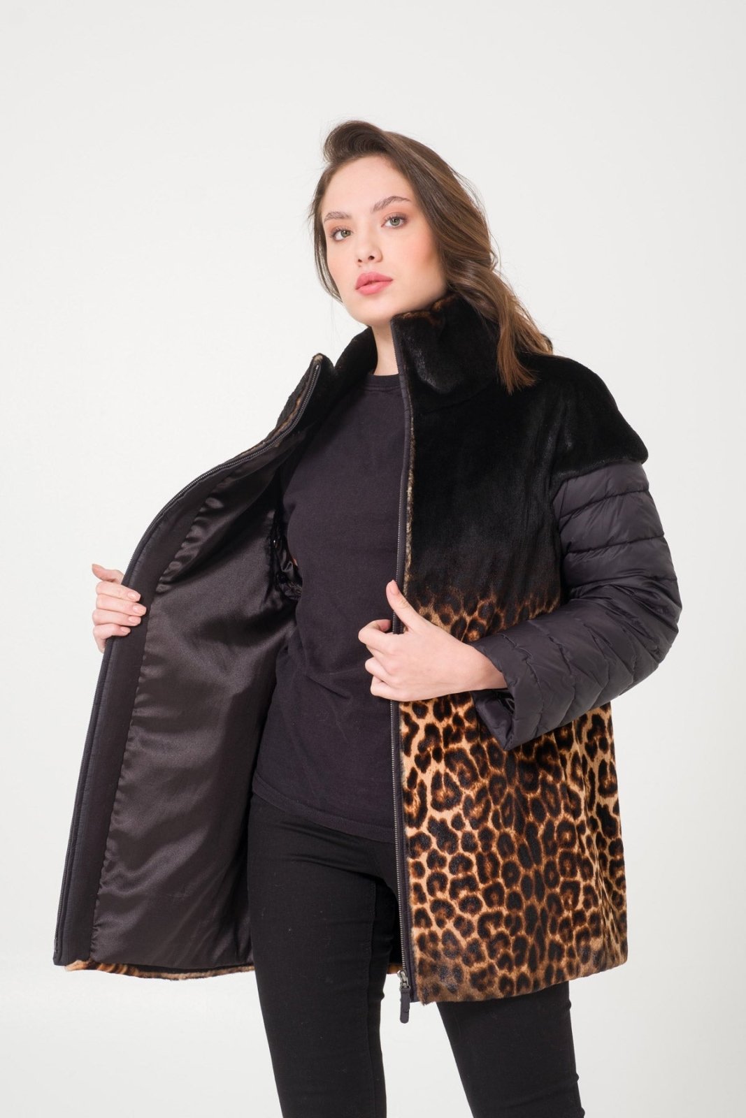 Leopard Patterned Fur Coat - ADAMO