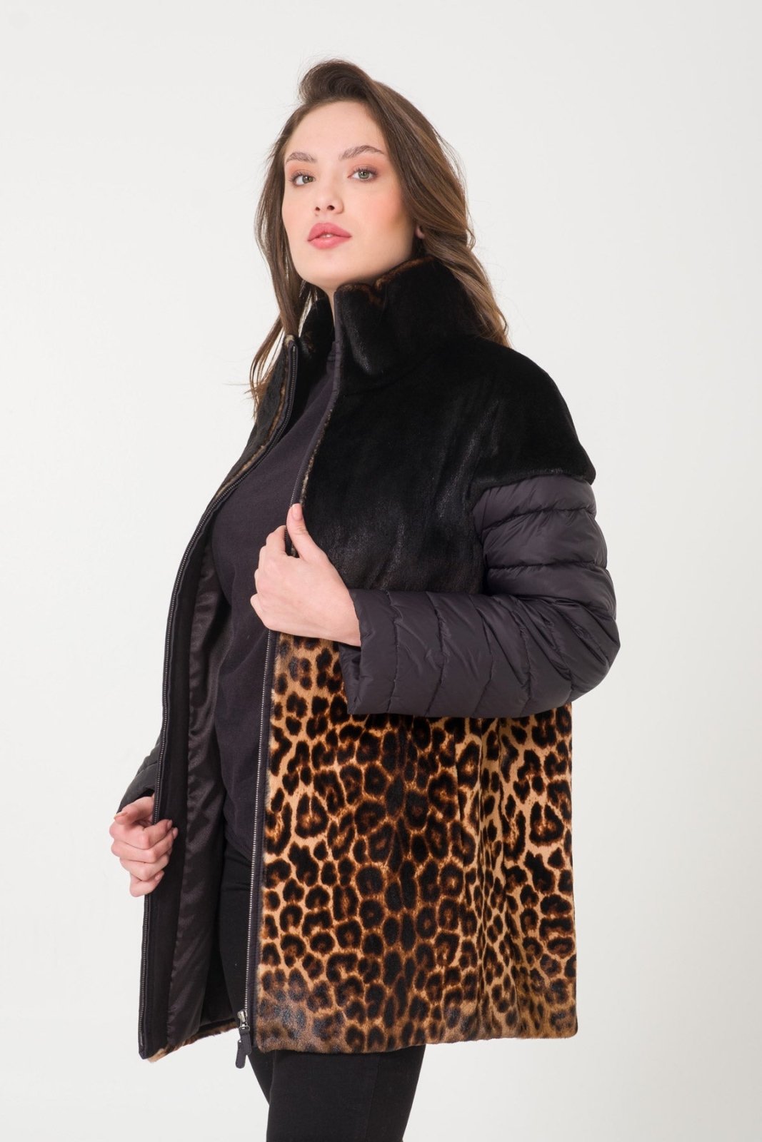 Leopard Patterned Fur Coat - ADAMO