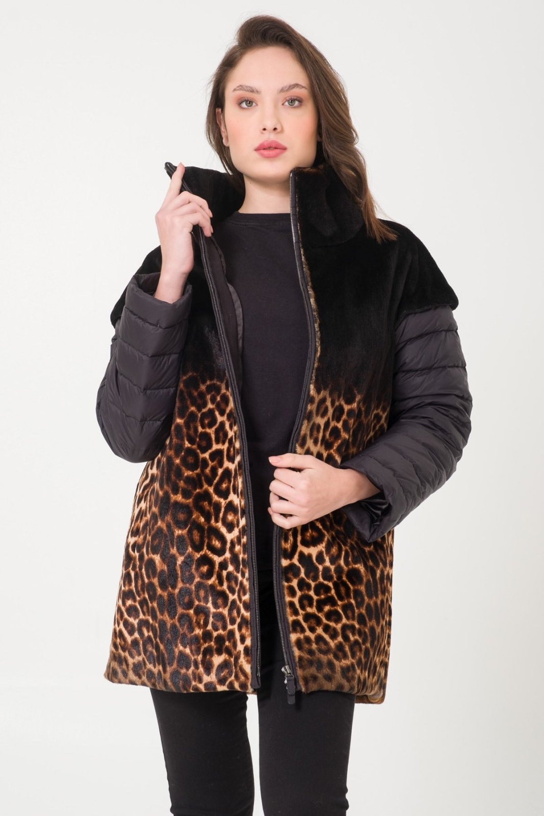 Leopard Patterned Fur Coat - ADAMO