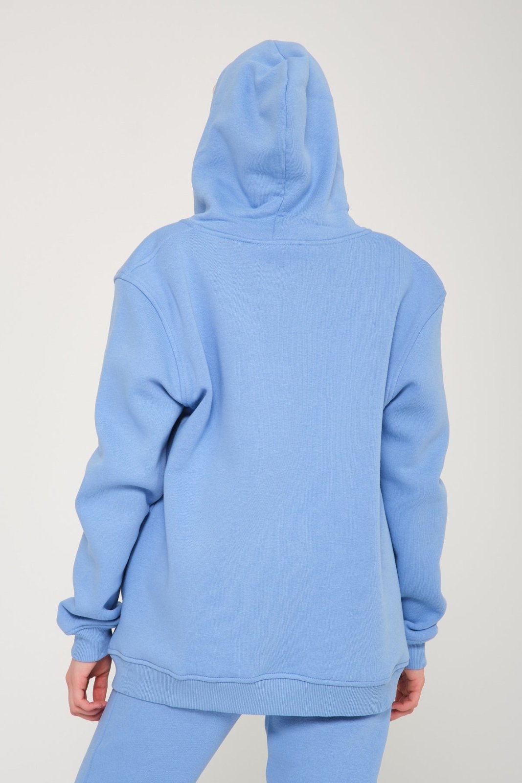 Light Blue Chinchilla Fur Zipped Hoodie & Jogger Set - ADAMO