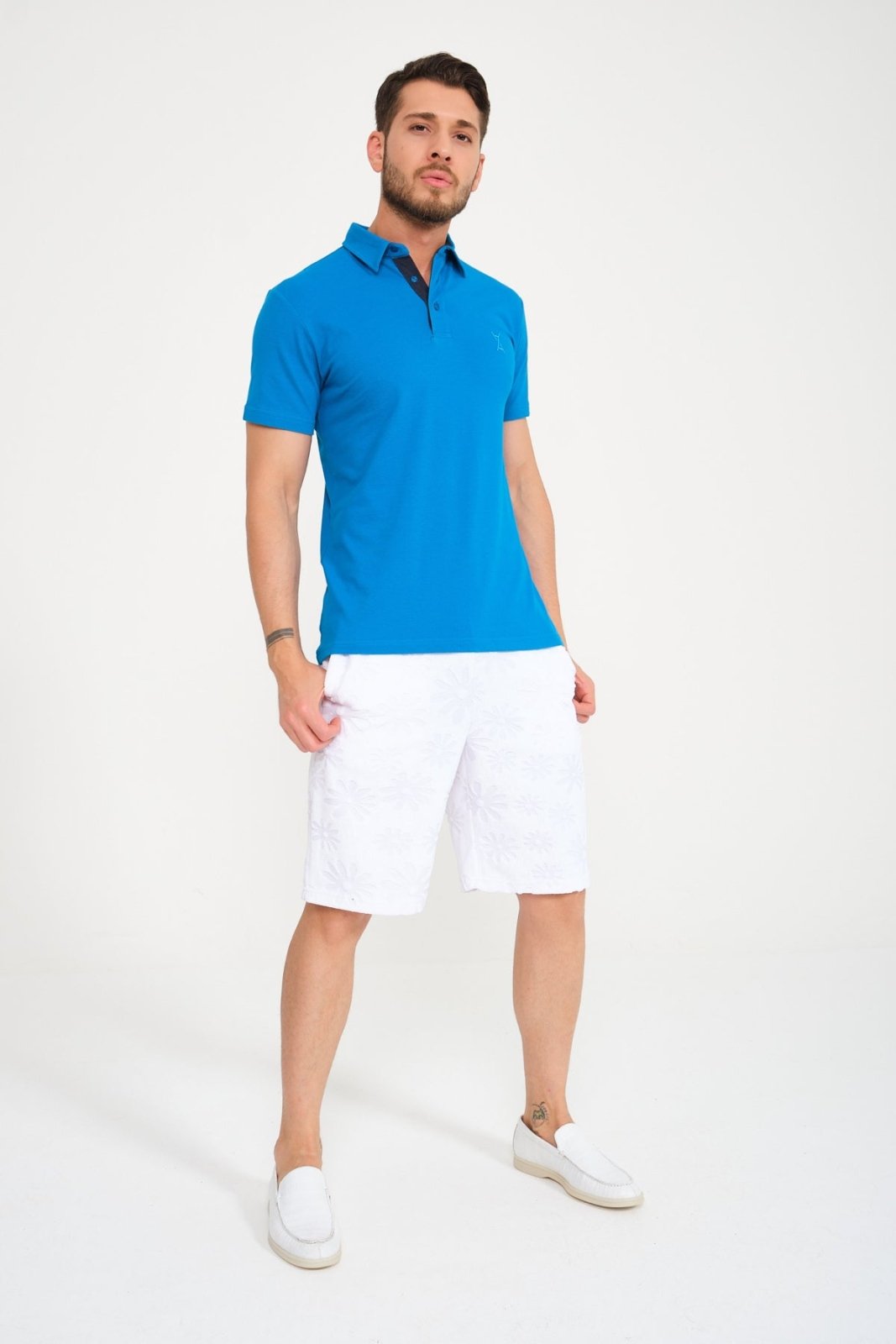 Light Blue Cotton Polo Shirt - ADAMO