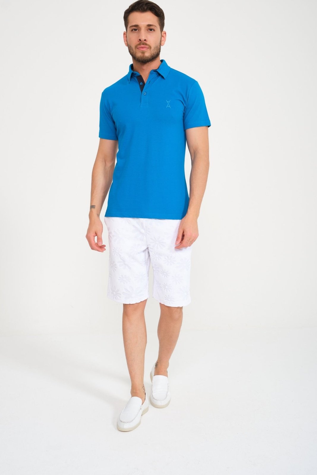 Light Blue Cotton Polo Shirt - ADAMO