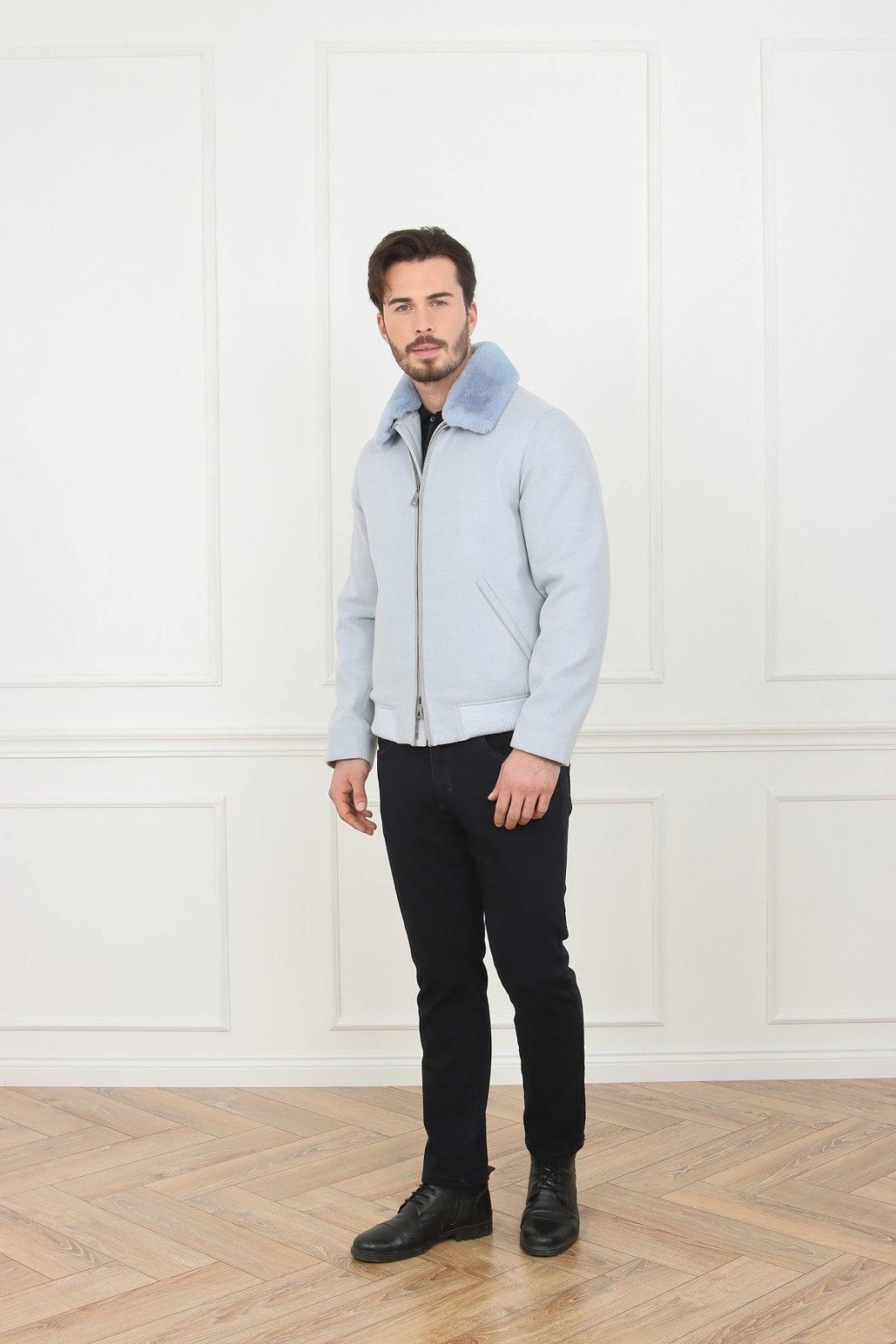 Light Blue Wool Jacket - ADAMO