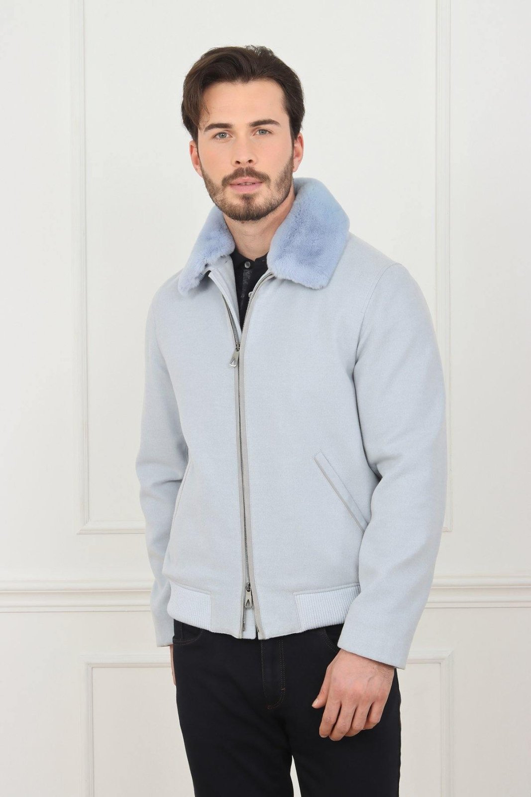 Light Blue Wool Jacket - ADAMO