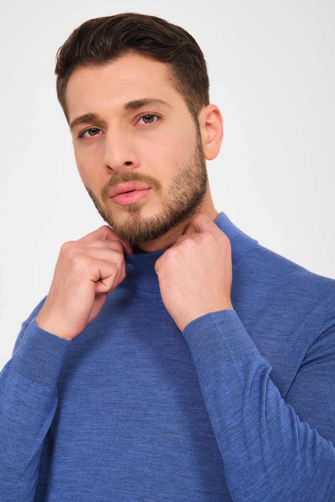 Light Blue Wool Knit Sweater - ADAMO