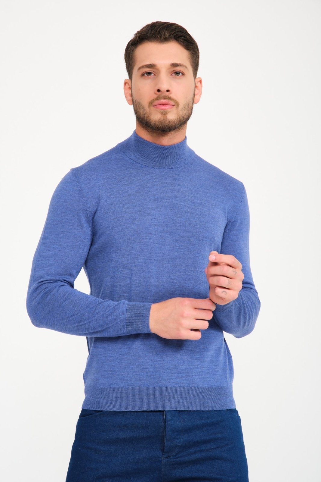 Light Blue Wool Knit Sweater - ADAMO