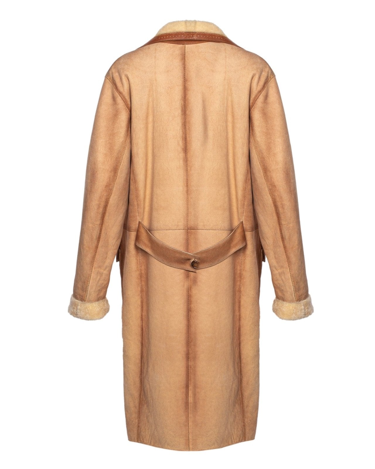 Light Brown Long Leather Coat - ADAMO