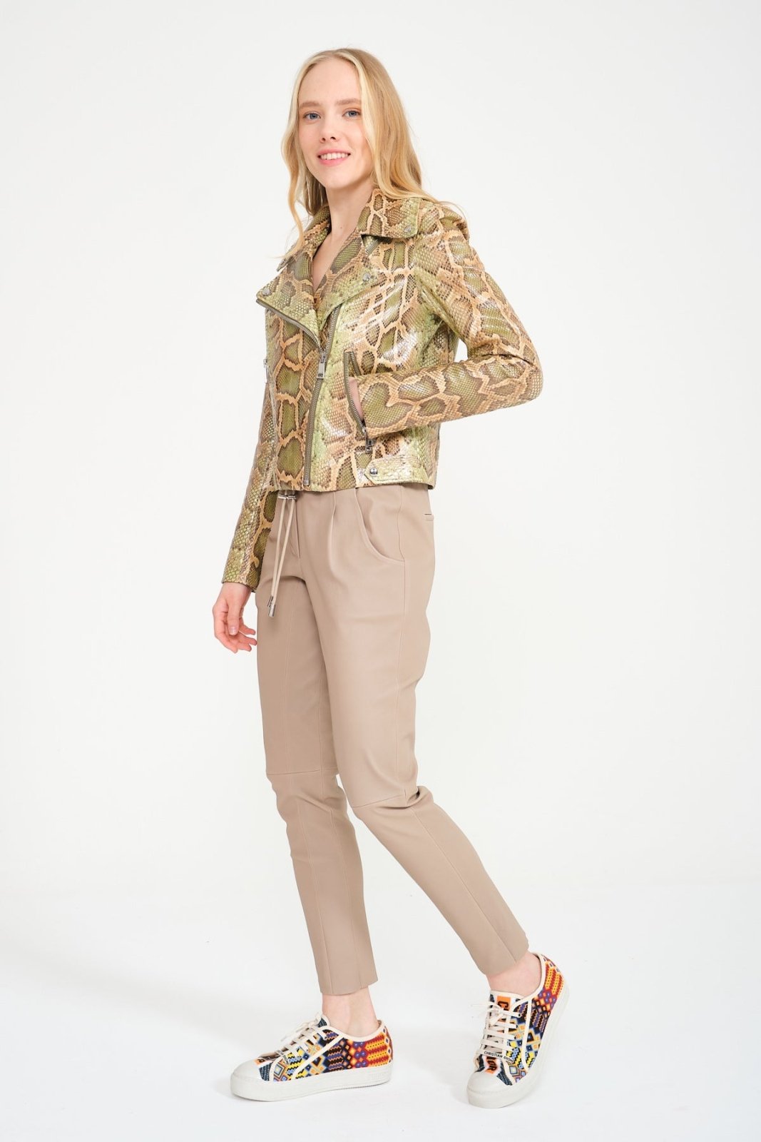 Light Green Python Leather Jacket - ADAMO