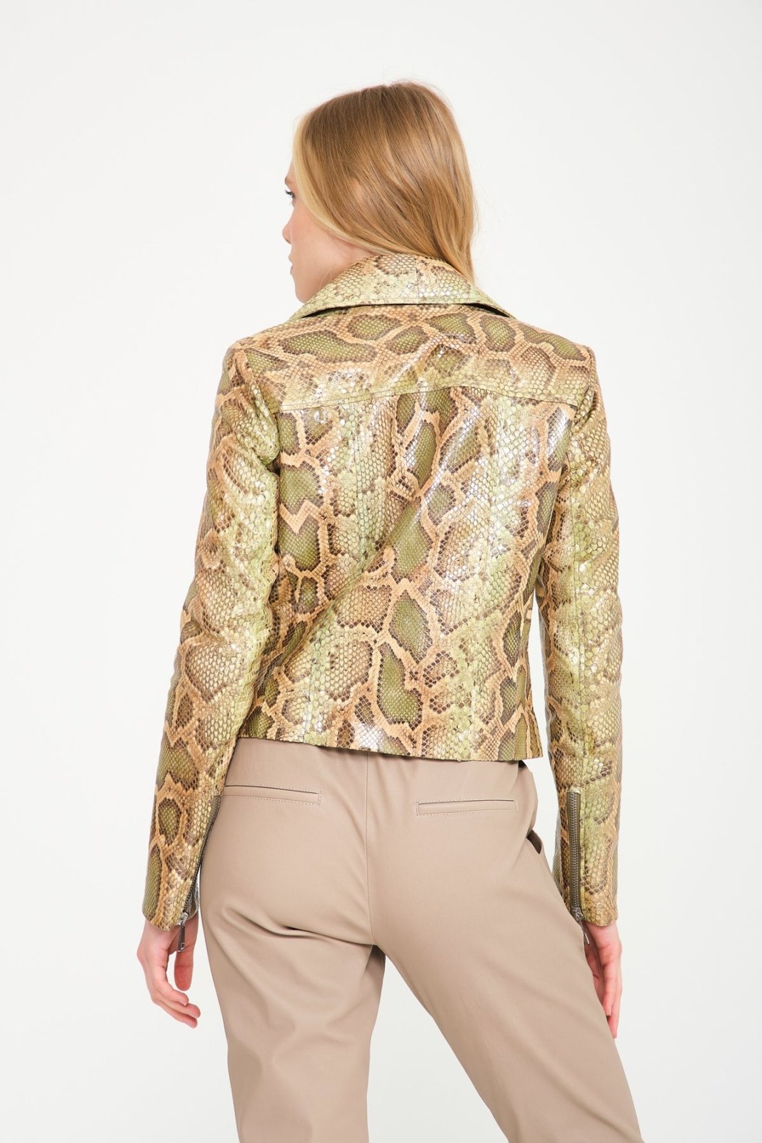 Light Green Python Leather Jacket - ADAMO