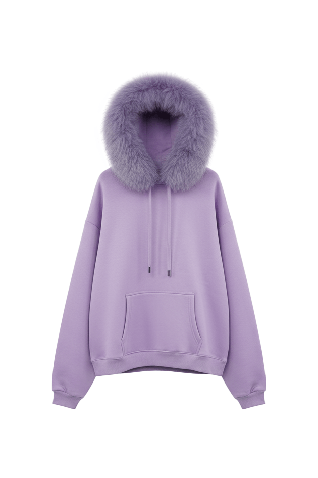 Lilac Fox Fur Hoodie - ADAMO