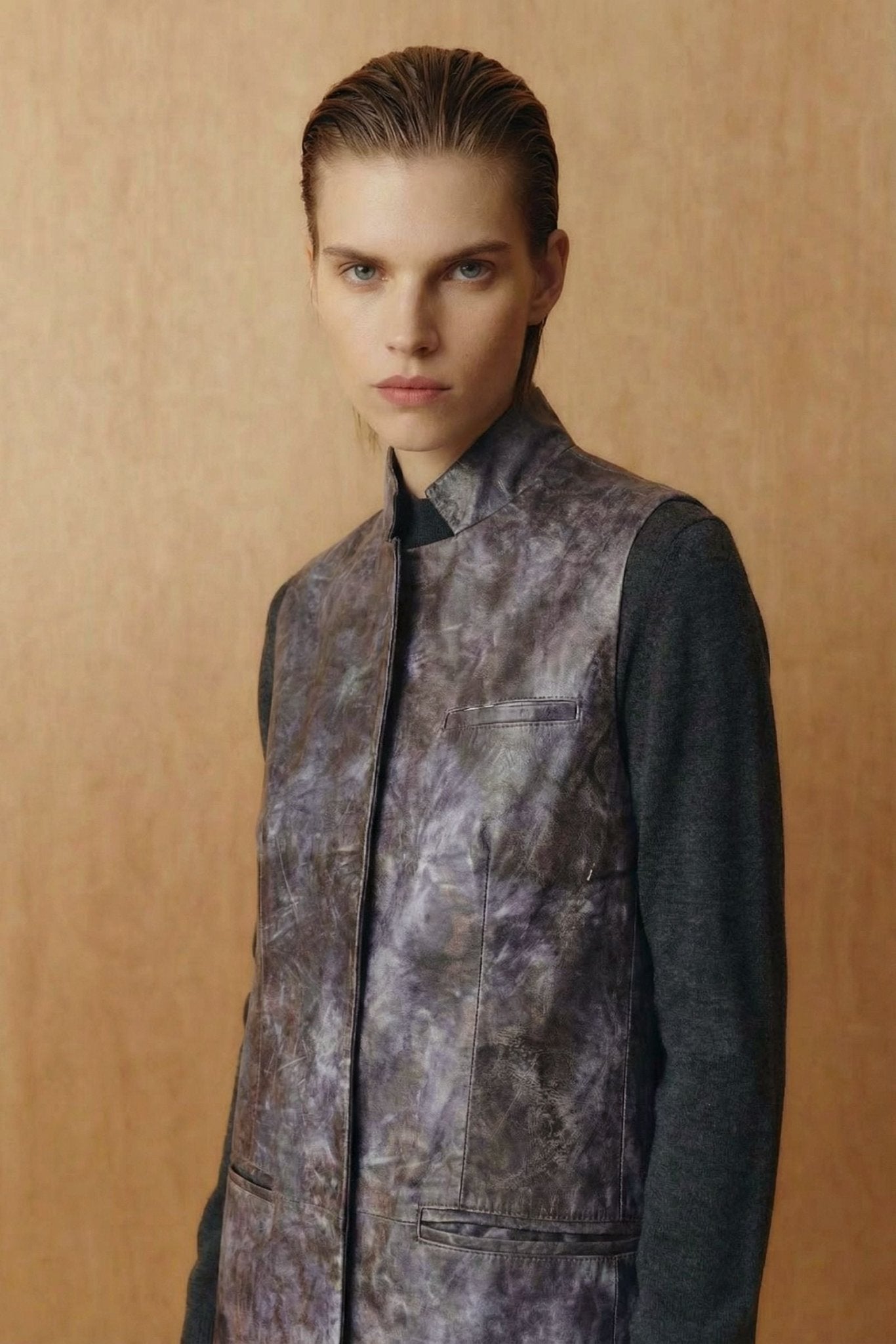 Long Leather Vest - ADAMO