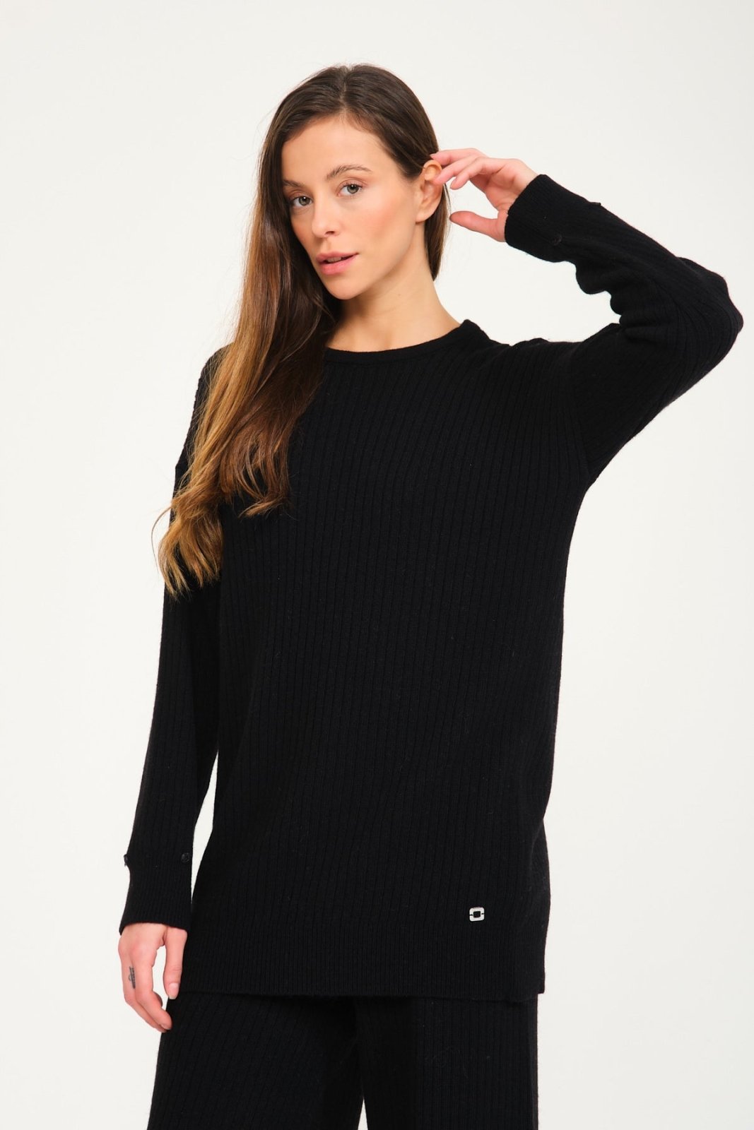 Luxe Wool Sweater with Fox Fur Cuffs - ADAMO