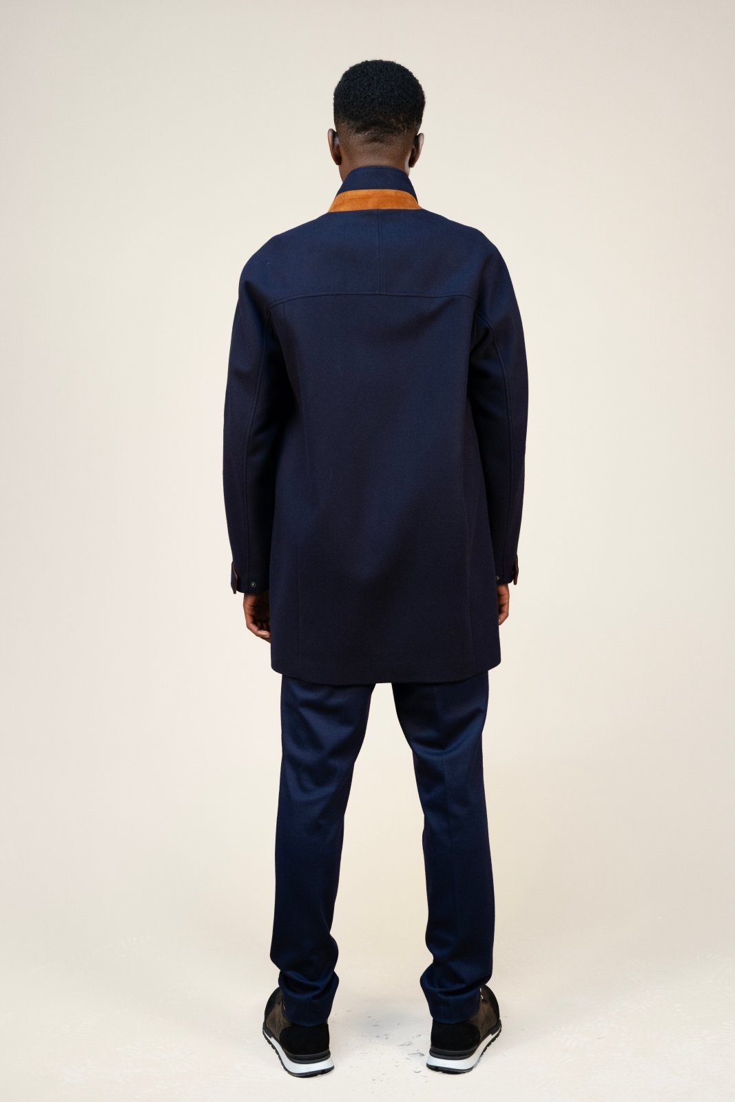 Midnight Blue Wool Overcoat - ADAMO