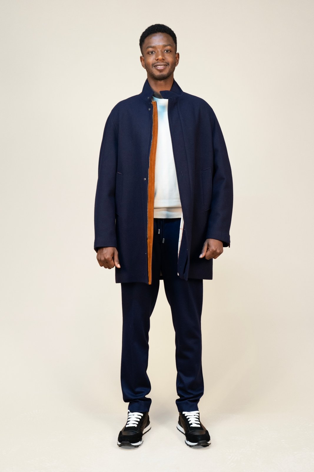 Midnight Blue Wool Overcoat - ADAMO