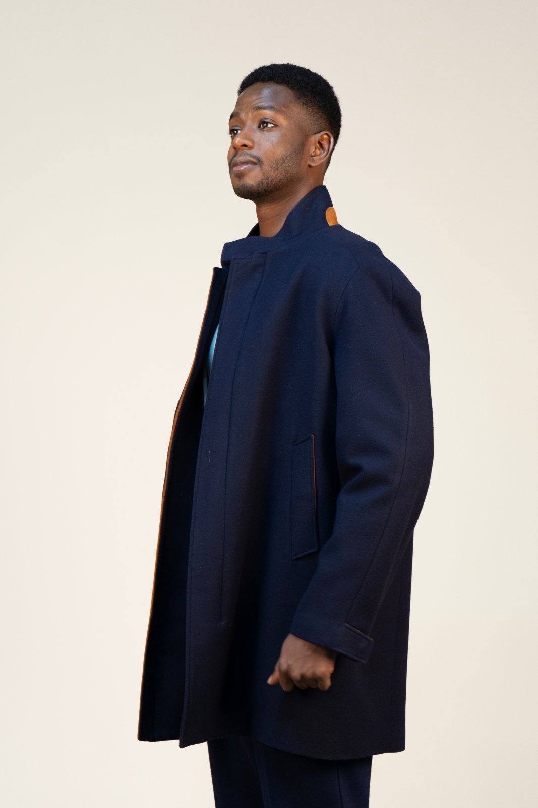 Midnight Blue Wool Overcoat - ADAMO