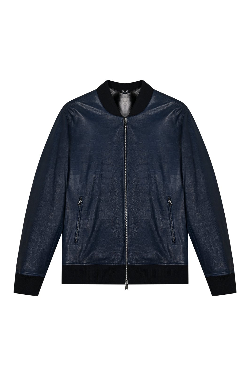 Midnight Croc - Embossed Leather Jacket - ADAMO