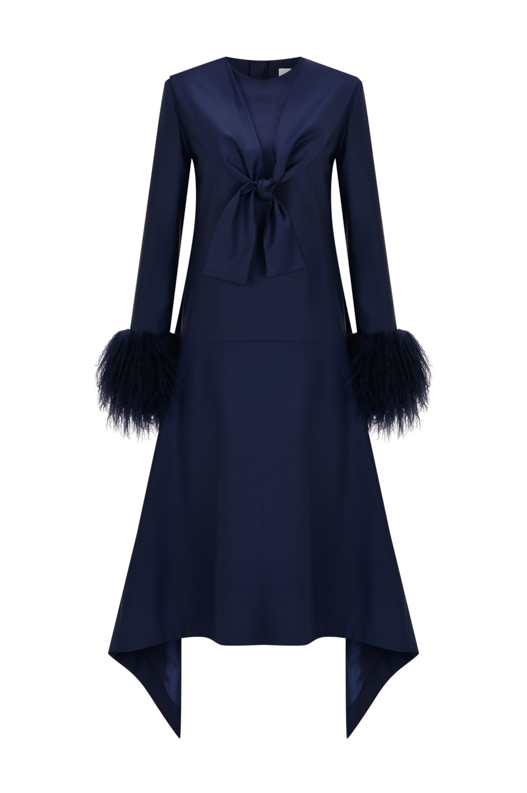 Midnight Feather Trimmed Dress - ADAMO