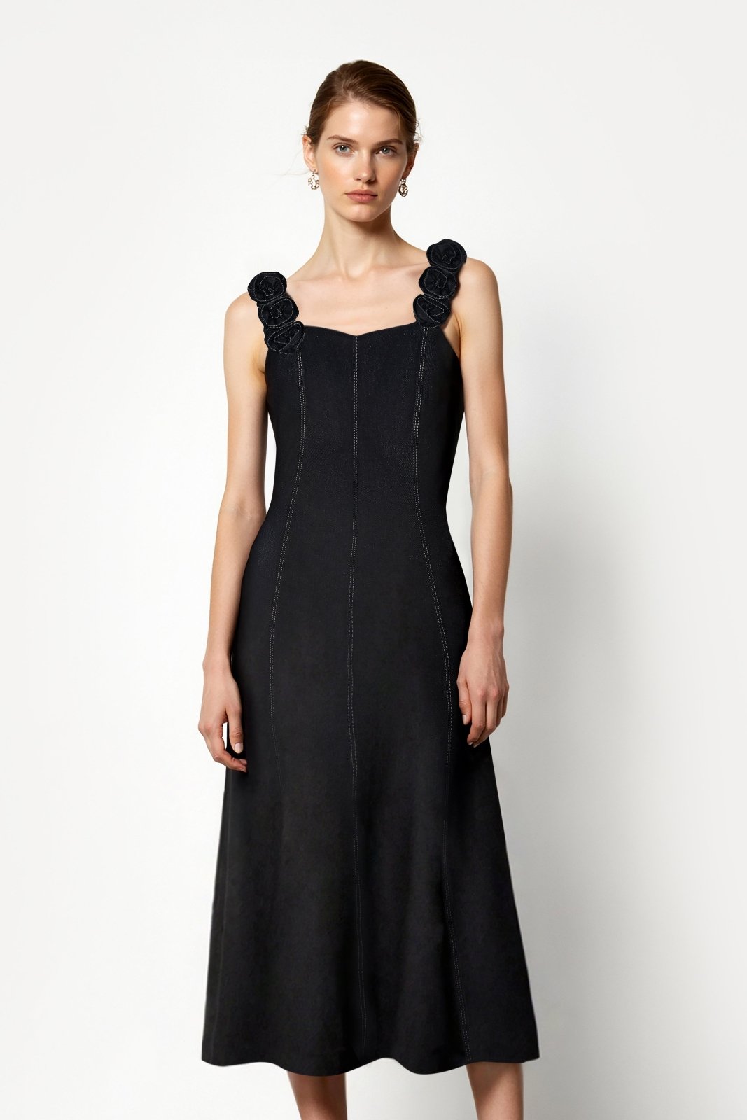 Midnight Navy Flared Denim Dress - ADAMO