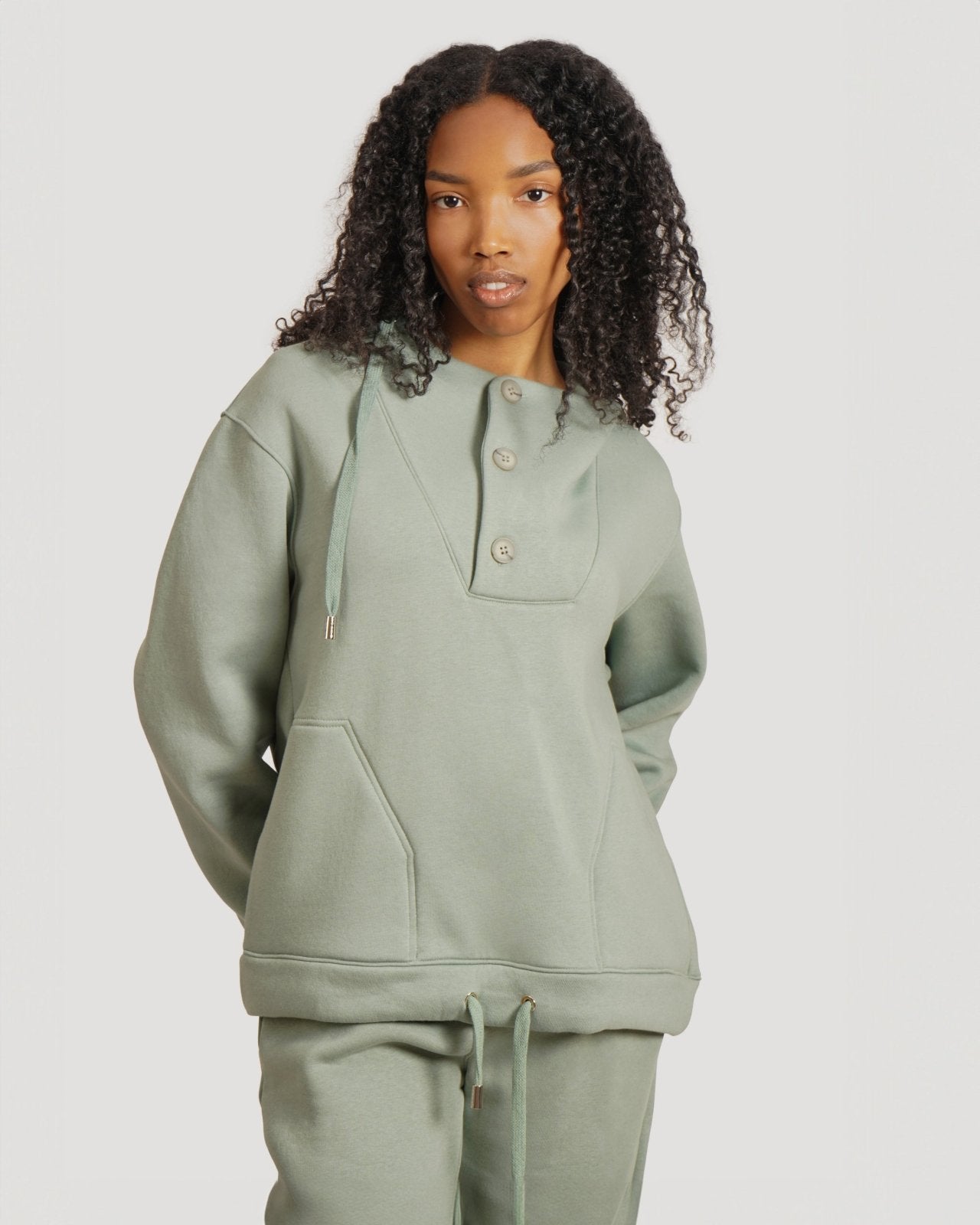 Mint Botton Up Hoodie Set - ADAMO