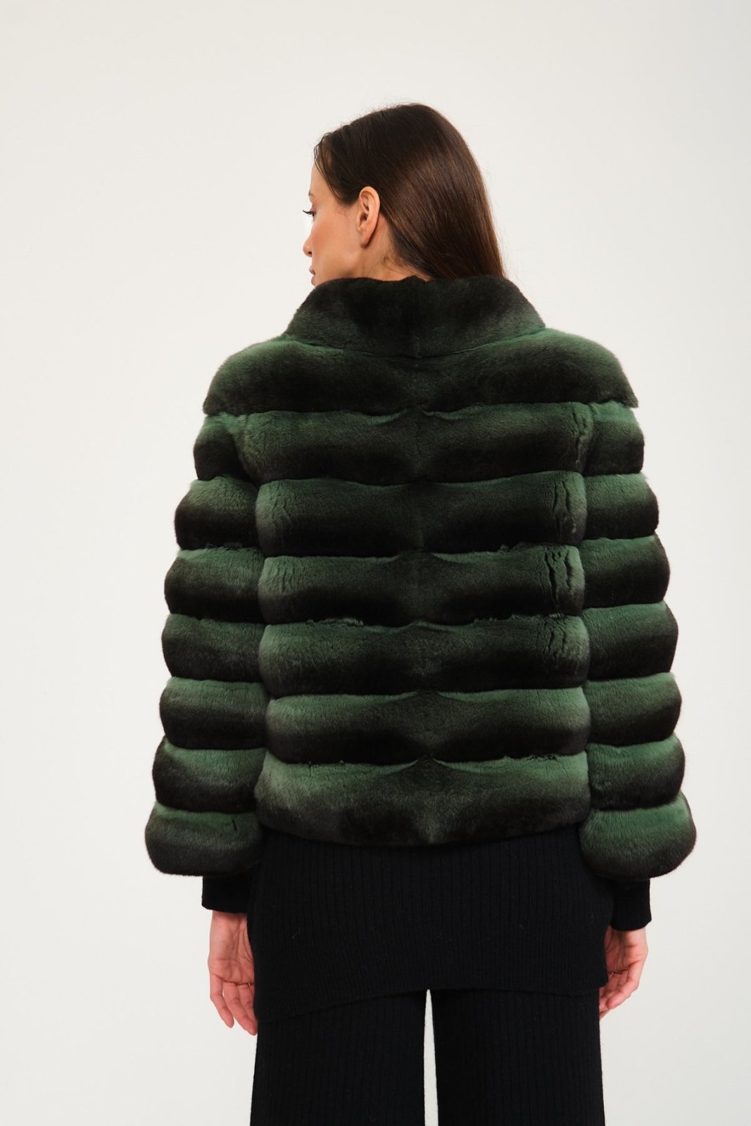 Mint Green Chinchilla Fur Coat - ADAMO