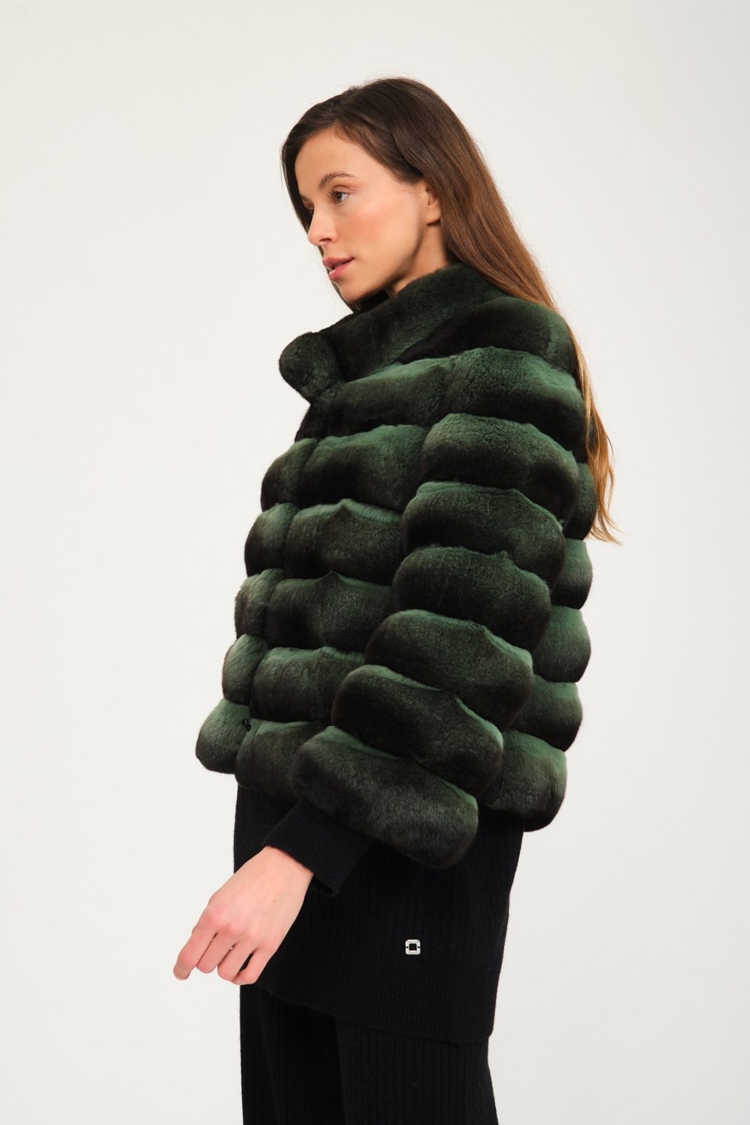 Mint Green Chinchilla Fur Coat - ADAMO